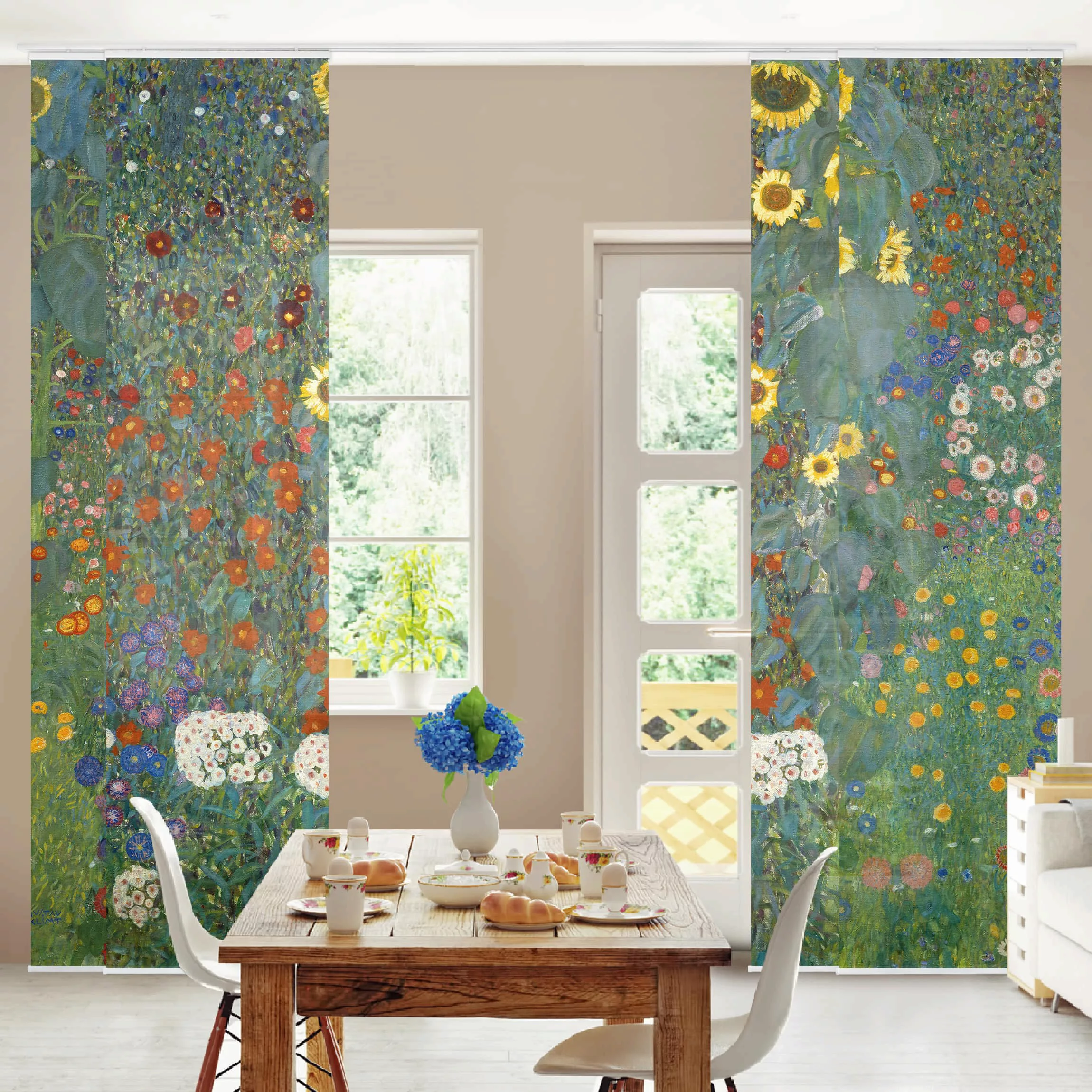 Schiebegardinen Set Blumen Gustav Klimt - Garten Sonnenblumen günstig online kaufen