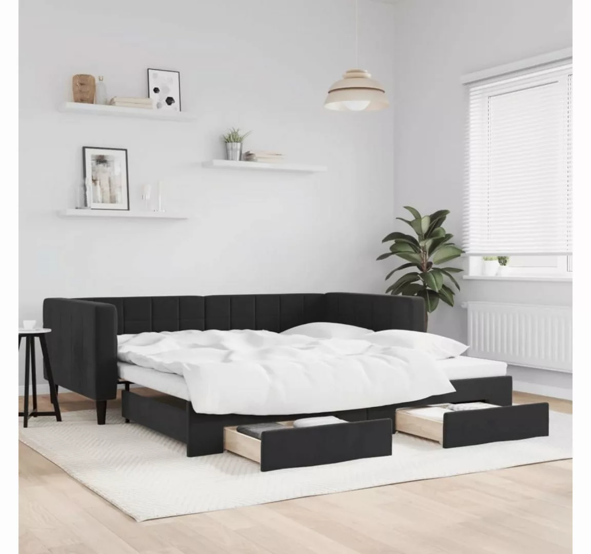 vidaXL Gästebett Gästebett Tagesbett Ausziehbar mit Schubladen Schwarz 90x1 günstig online kaufen