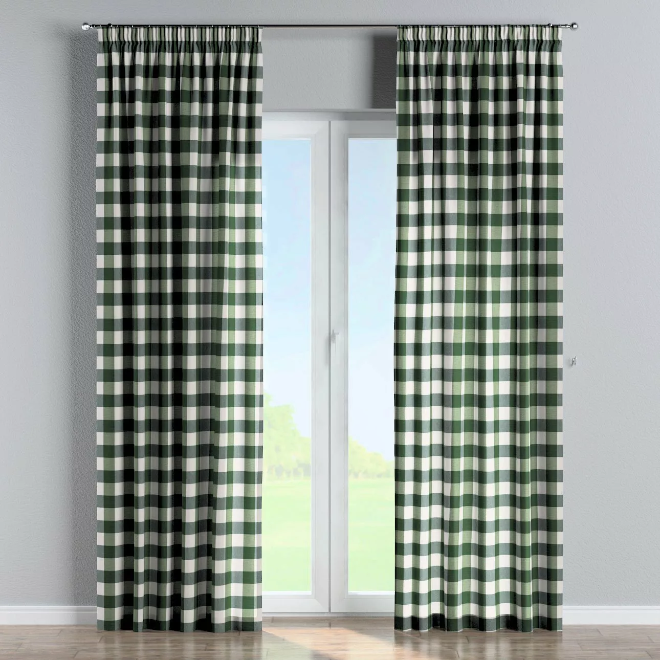 Vorhang mit Kräuselband, grün-ecru, Quadro (144-36) günstig online kaufen