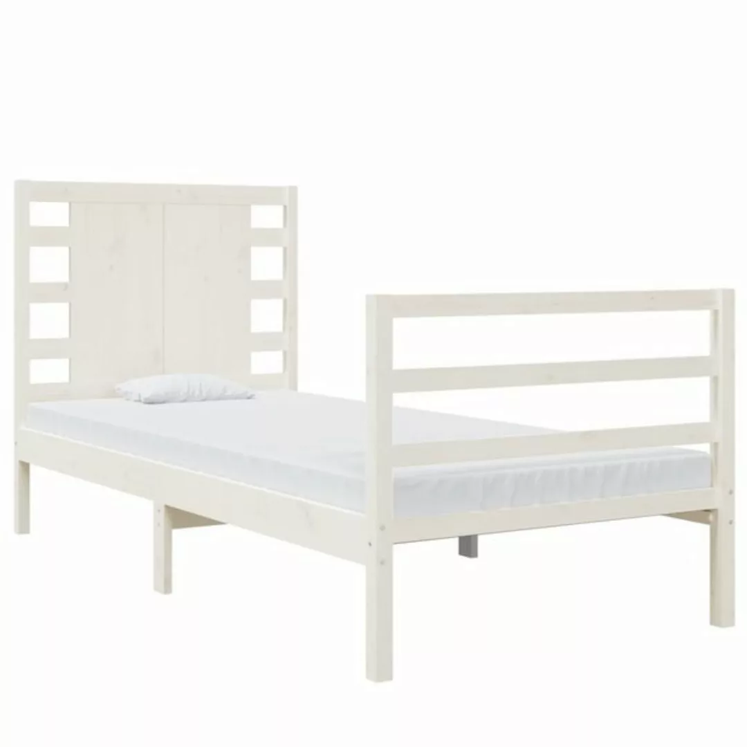 vidaXL Bett Massivholzbett ohne Matratze Weiß 75x190 cm Kiefernholz günstig online kaufen