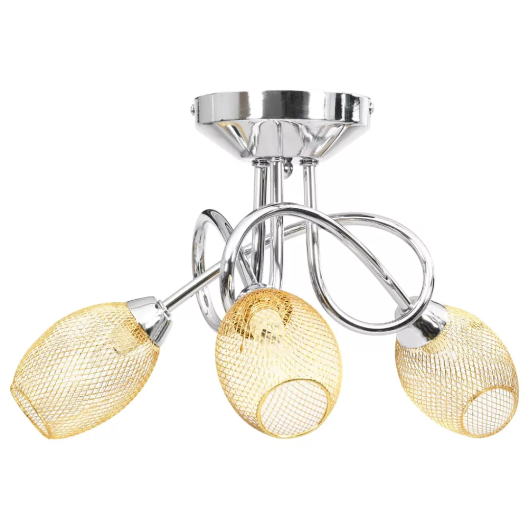 Deckenleuchte Mit Vergoldeten Lampenschirmen Für 3 G9 Birnen günstig online kaufen