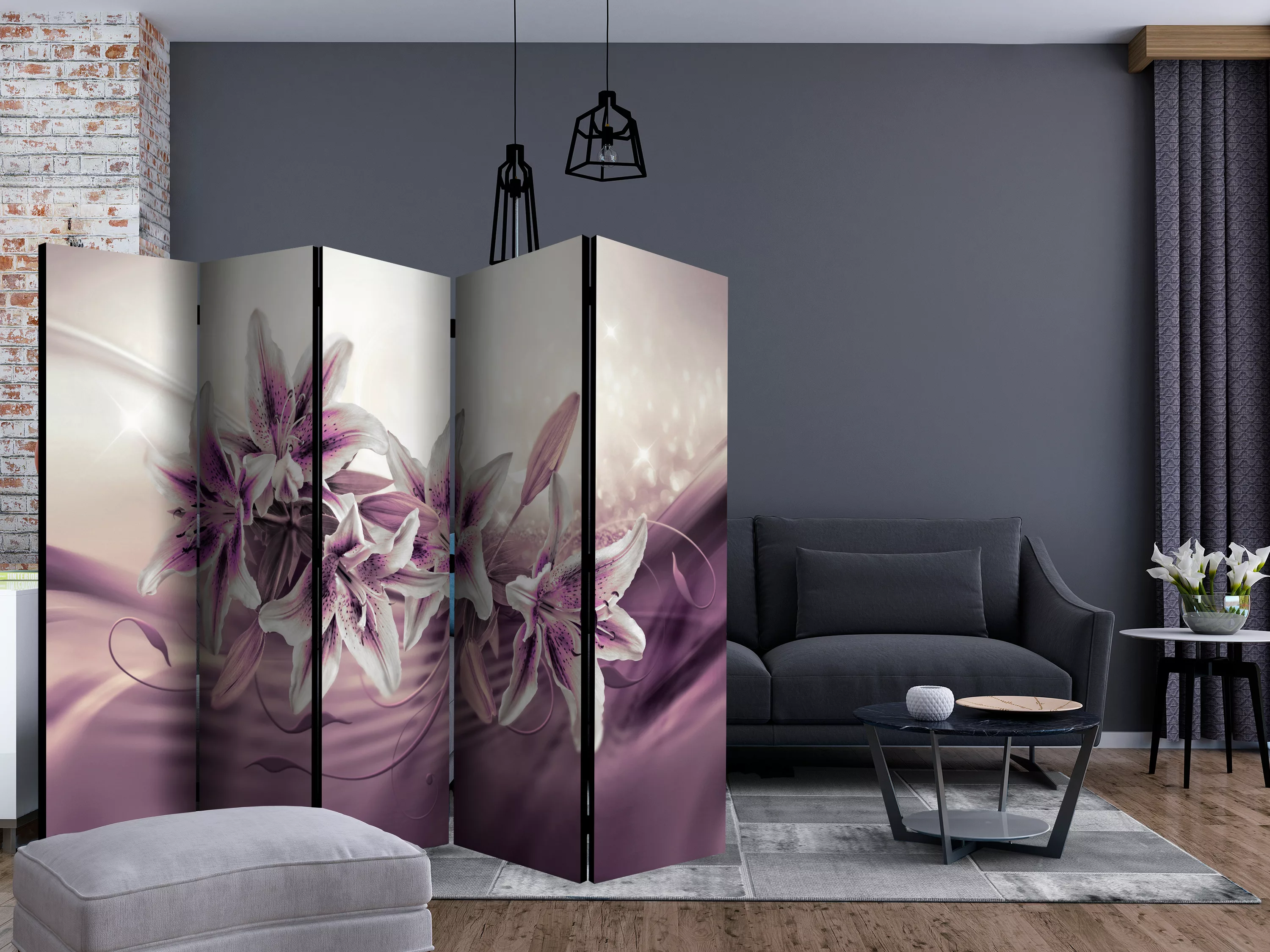 5-teiliges Paravent - Purple Secrecy Ii [room Dividers] günstig online kaufen