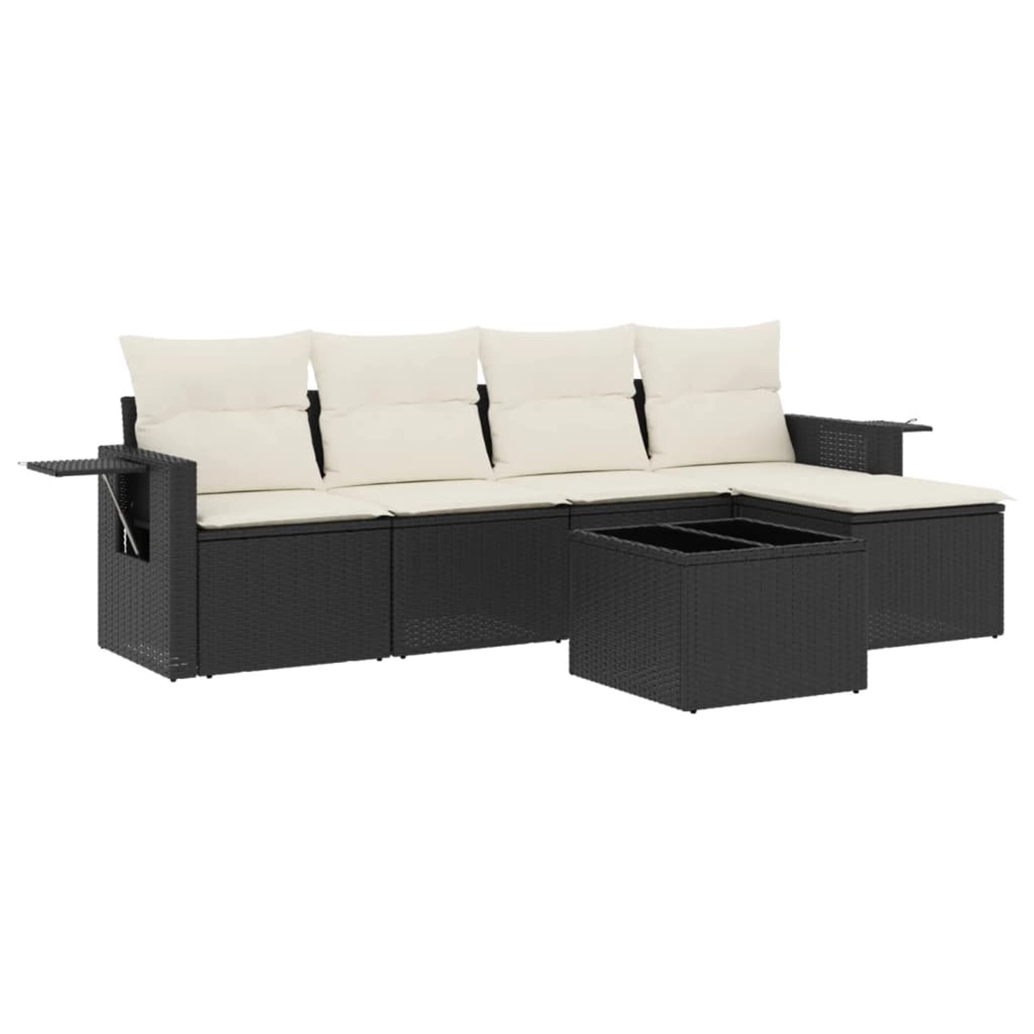 vidaXL 6-Tlg Garten-Sofagarnitur mit Kissen Schwarz Poly Rattan 3252433 günstig online kaufen