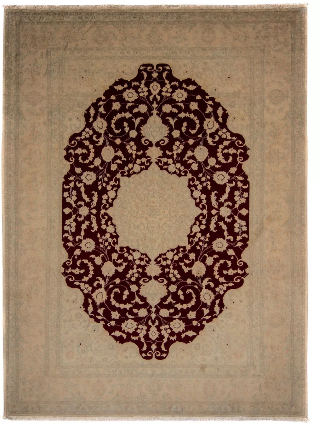 morgenland Wollteppich »Nain Medaillon Rosso scuro 300 x 300 cm«, rund, Uni günstig online kaufen
