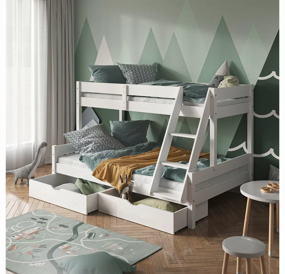VitaliSpa® Hochbett Kinderbett Spielbett Everest 120x200cm Weiß Schubladen günstig online kaufen