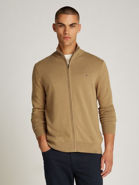 Tommy Hilfiger Strickjacke ESSENTIAL COTTON ZIP THRU mit Logostickerei günstig online kaufen