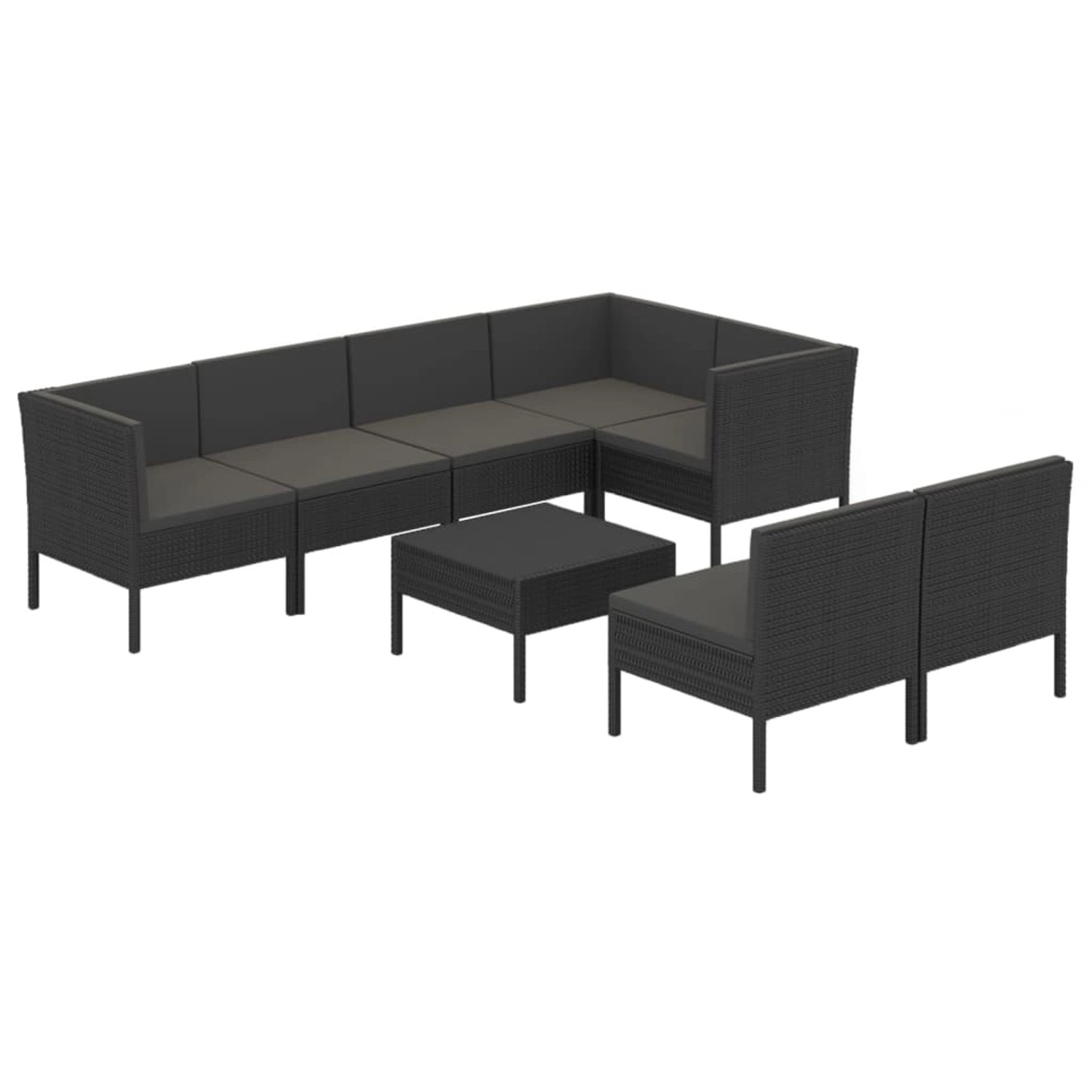 8-tlg. Garten-lounge-set Mit Auflagen Poly Rattan Schwarz günstig online kaufen