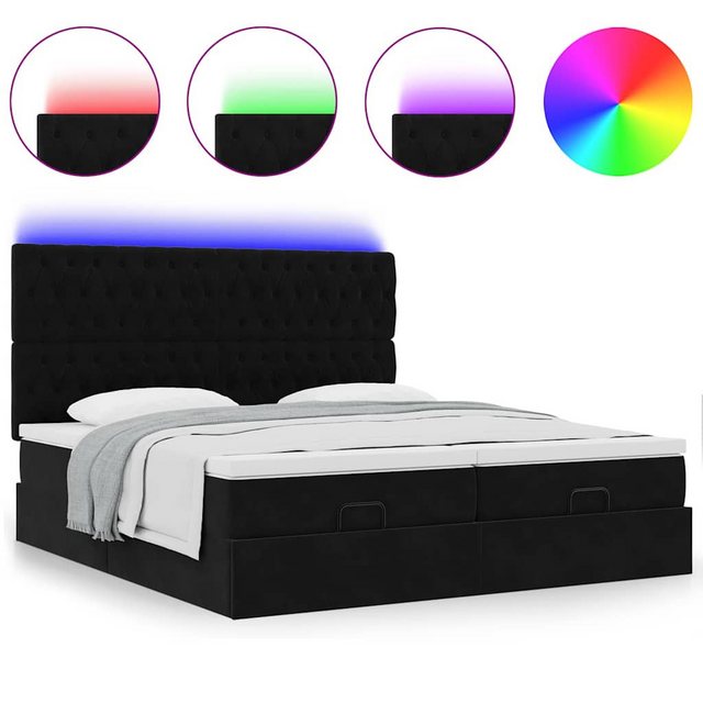 vidaXL Bett Ottoman-Bett mit Matratzen & LEDs Schwarz 160x200 cm Samt günstig online kaufen