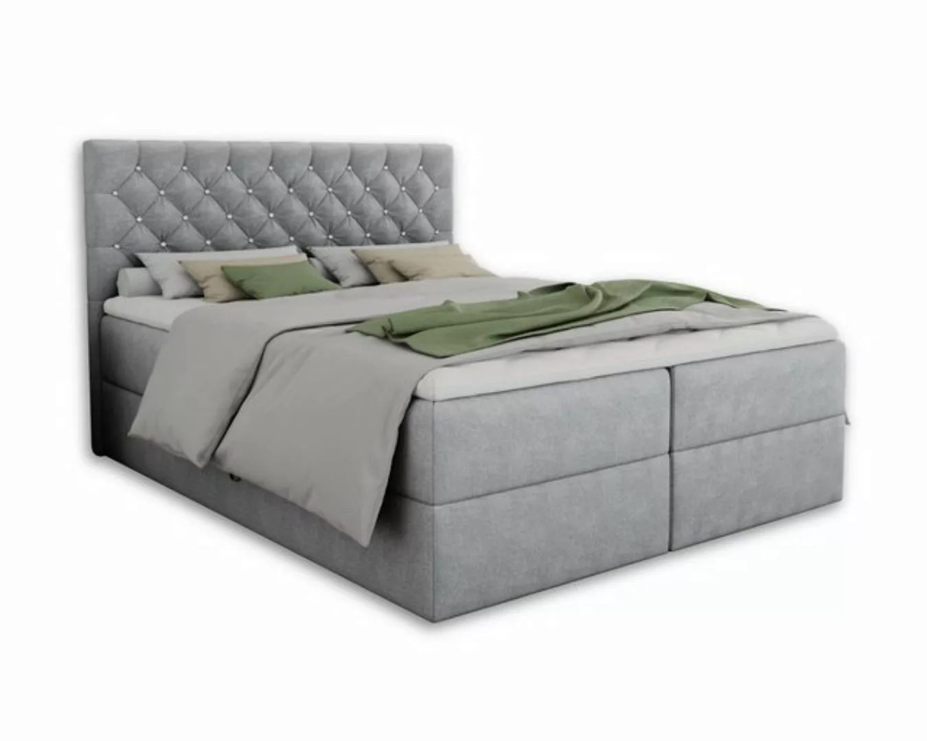 Deine Möbel 24 Boxspringbett Polsterbett ARAMI in Velour / Samt, inkl. Topp günstig online kaufen