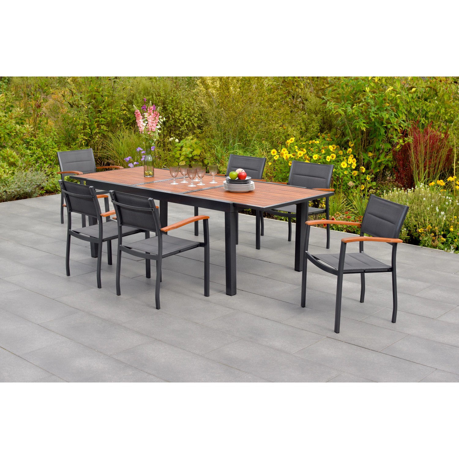 Merxx Gartenmöbel-Set Paxos 7-teilig 180 cm x 100 cm x 75 cm günstig online kaufen