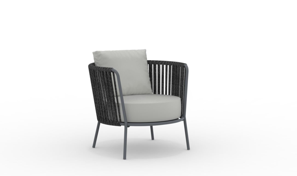 Daisy Rope Outdoor Lounge Sessel - rostfreier Stahl dunkelgrau, grau-grigio günstig online kaufen