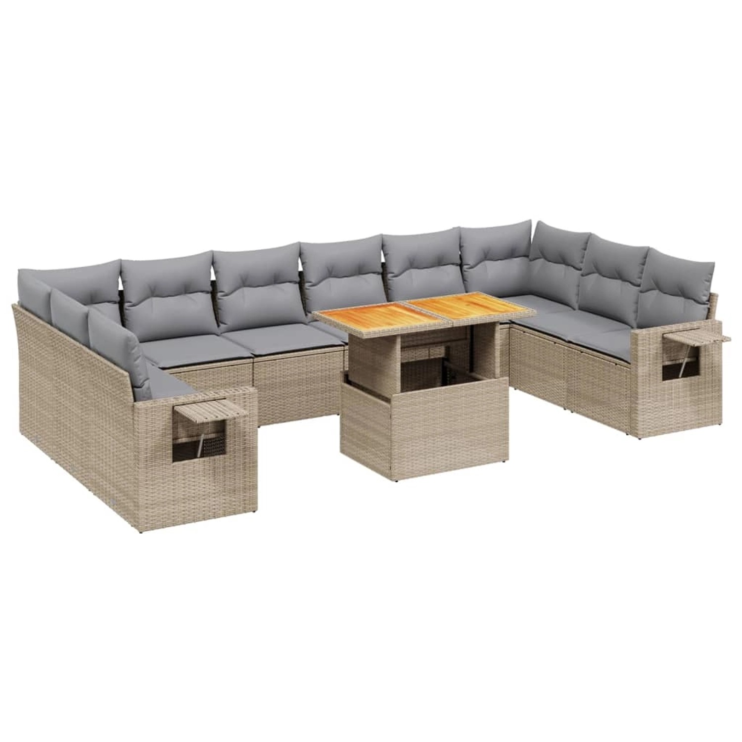 vidaXL 11-tlg Garten-Sofagarnitur mit Kissen Beige Poly Rattan Modell 154 günstig online kaufen