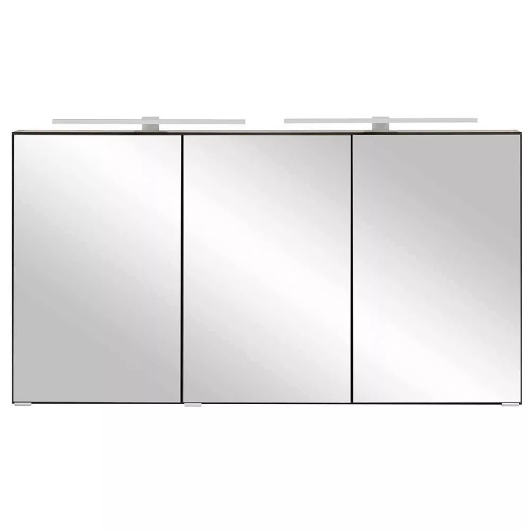 120 cm Spiegelschrank mit drei Türen Korpus in Dunkelgrau günstig online kaufen