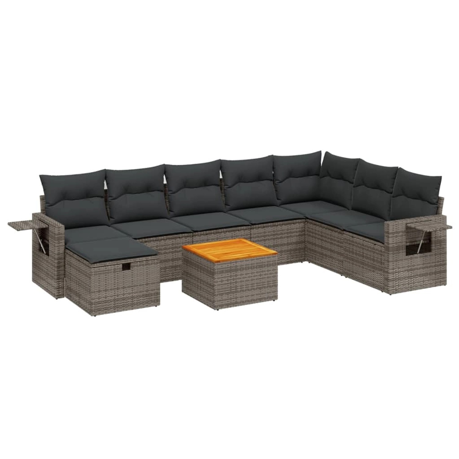 vidaXL 9-Tlg Garten-Sofagarnitur mit Kissen Grau Poly Rattan 3264987 günstig online kaufen