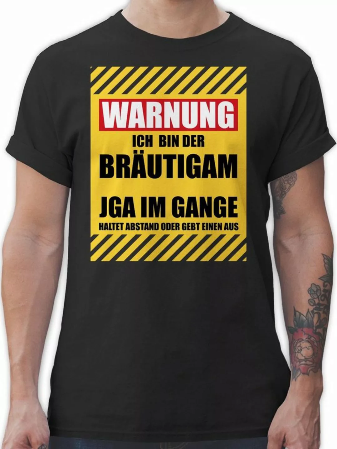 Shirtracer T-Shirt Warnung Ich bin der Bräutigam JGA Männer günstig online kaufen