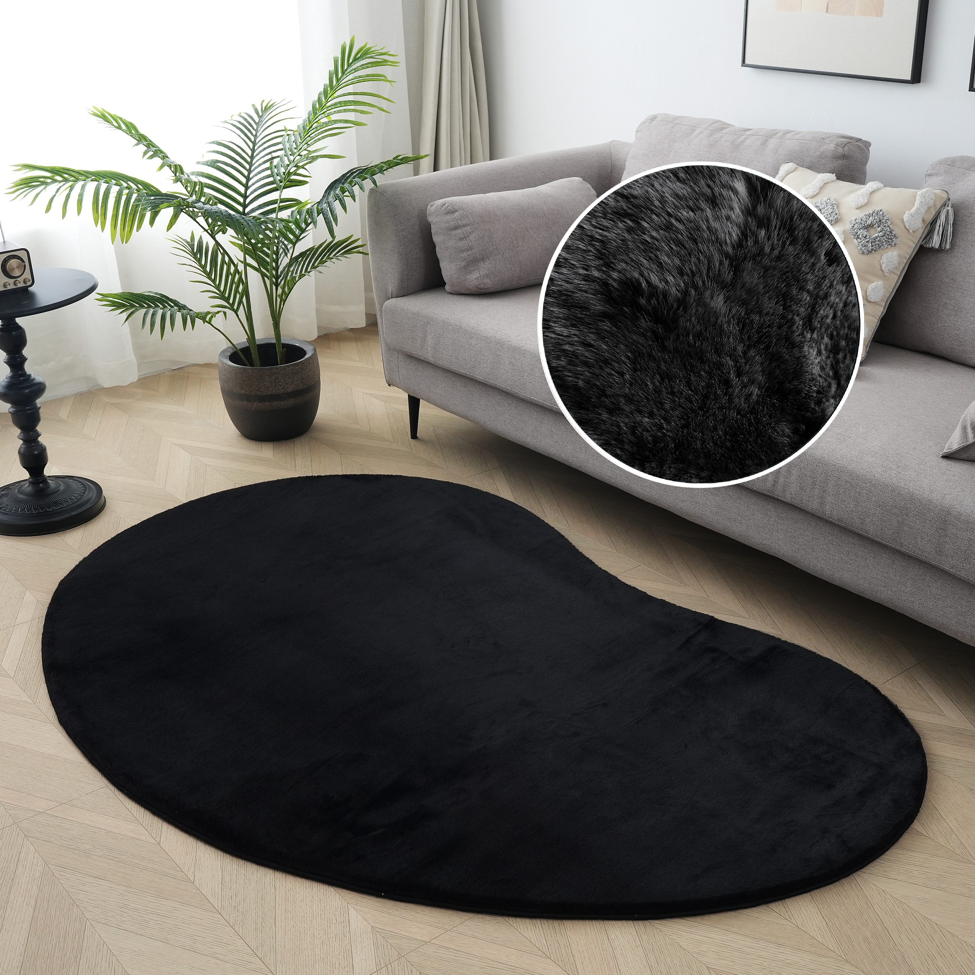 my home Fellteppich Balu Bean, Kaninchenfell, günstig online kaufen