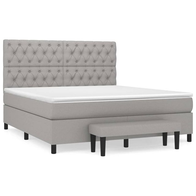 vidaXL Boxspringbett Boxspringbett mit Matratze Hellgrau 160x200 cm Stoff B günstig online kaufen