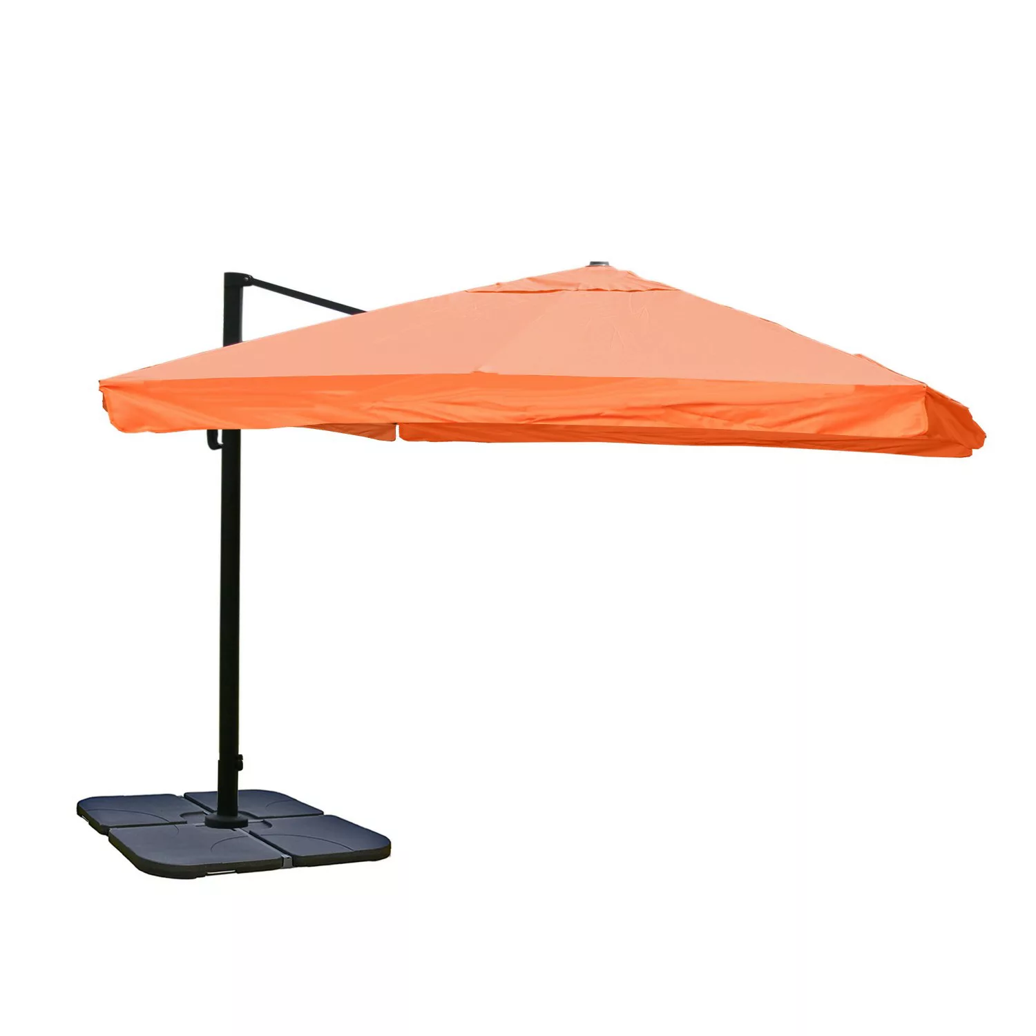 MCW Ampelschirm A96 3x3m Alu/Stahl Flap Terracotta mit Ständer Drehbar günstig online kaufen