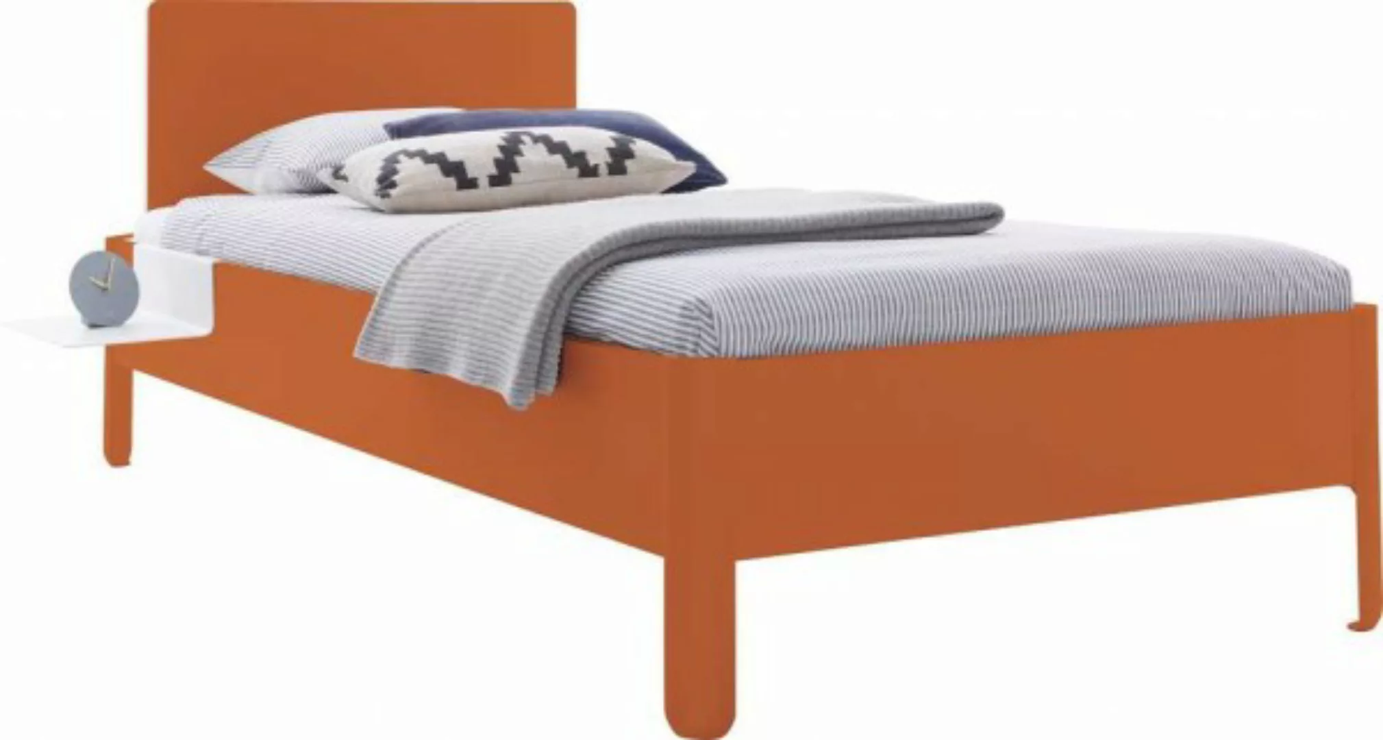 NAIT Einzelbett farbig lackiert 90 x 210cm Mit Kopfteil Tizianrot günstig online kaufen