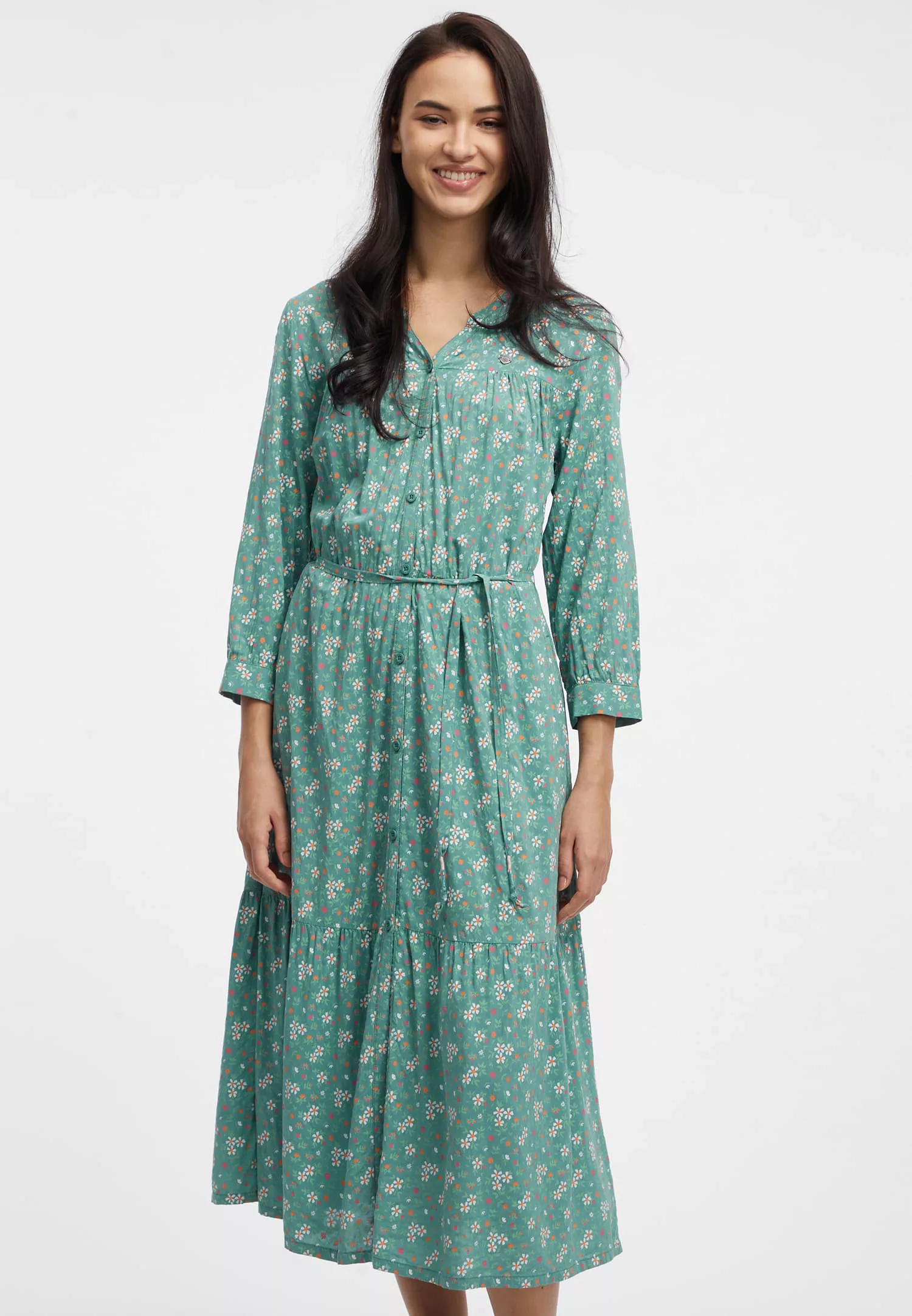 Ragwear Sommerkleid "MEVE", mit Alloverdruck, Taillen-Bindegürtel und Knpfl günstig online kaufen