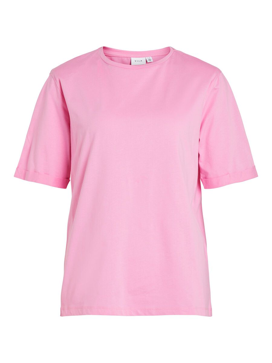VILA Baumwoll T-shirt Damen Pink günstig online kaufen