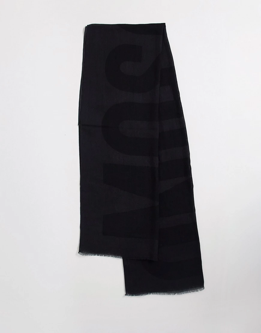 Moschino – Schal in Grau mit großem Logo günstig online kaufen