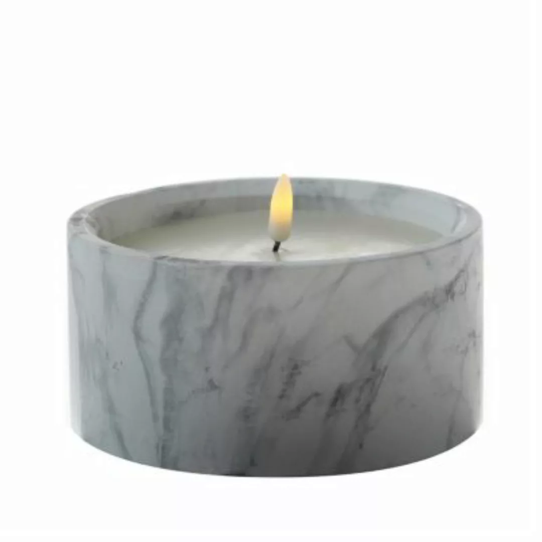 MARELIDA LED Kerze Marmoroptik flackernd D: 15cm in grau günstig online kaufen