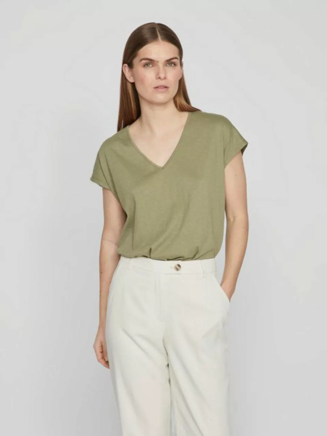 Vila T-Shirt Legere Shirt Bluse mit Spitzen Details V-Ausschnitt 7564 in Gr günstig online kaufen
