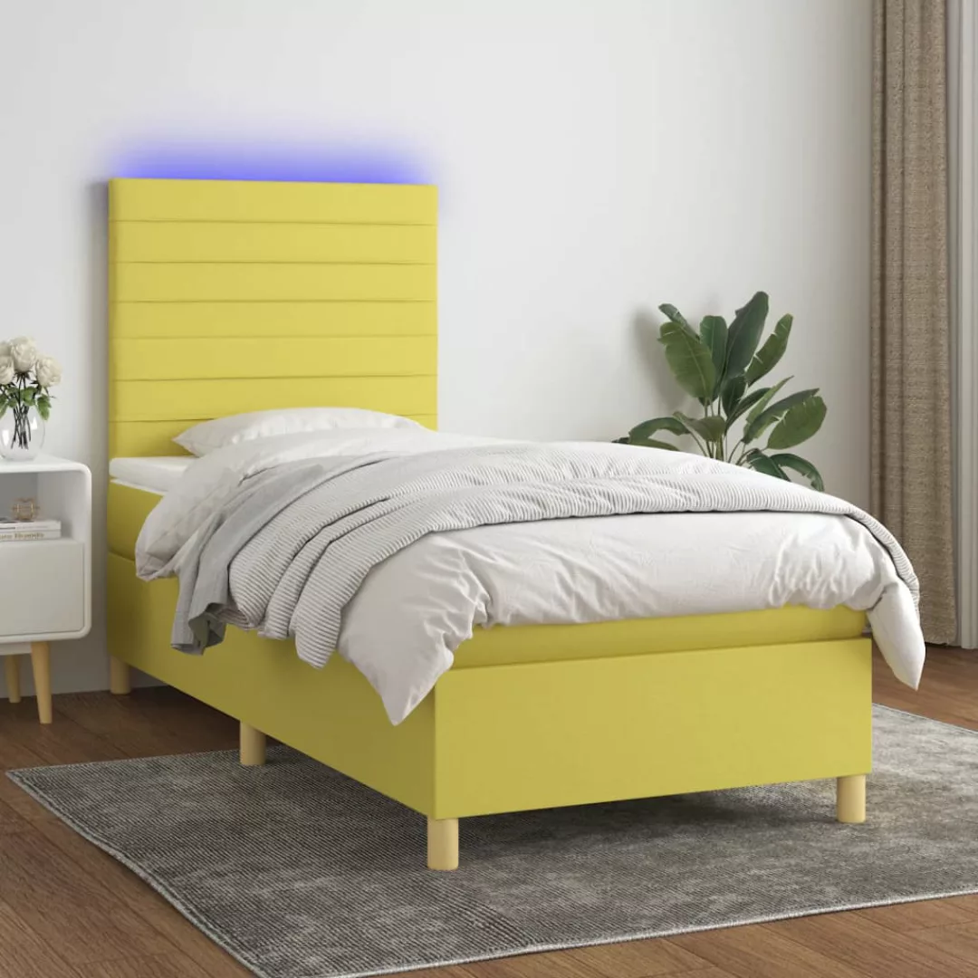 Vidaxl Boxspringbett Mit Matratze & Led Grün 80x200 Cm Stoff günstig online kaufen