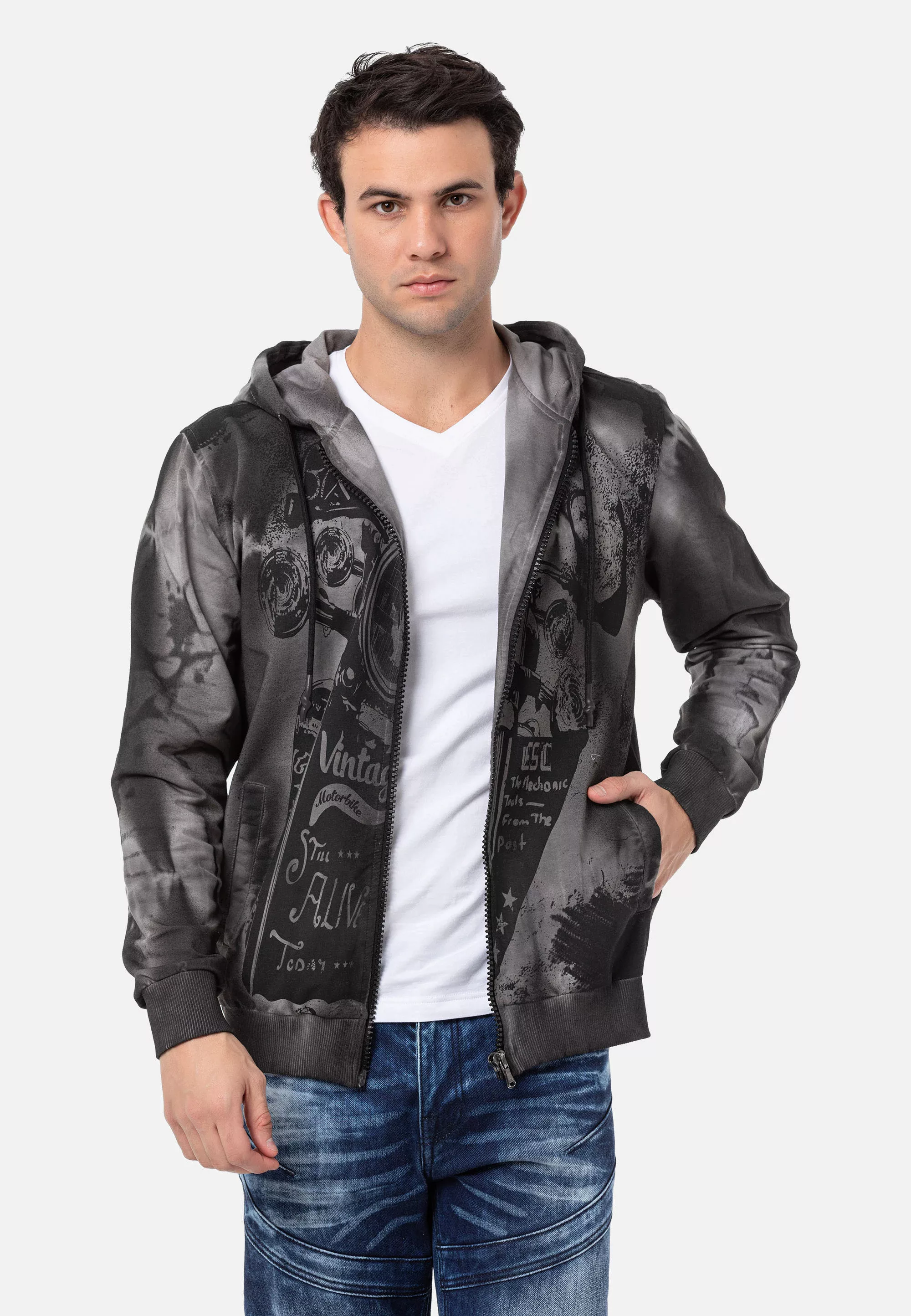 Cipo & Baxx Sweatjacke, mit angesagtem Artwork-Print günstig online kaufen