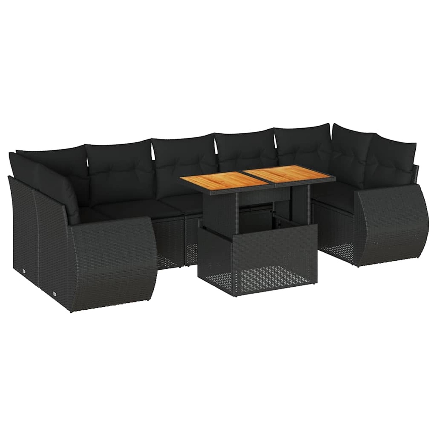 vidaXL 8-Tlg Garten-Sofagarnitur mit Kissen Schwarz Poly Rattan 3327233 günstig online kaufen