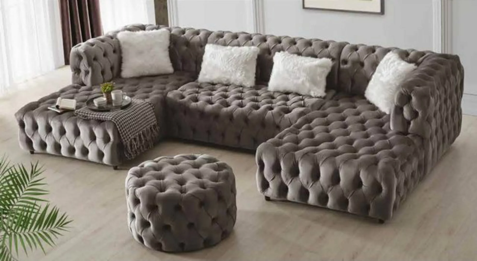 Benedo Chesterfield-Sofa Valentino U Ecksofa, ChesterfieldOptik günstig online kaufen