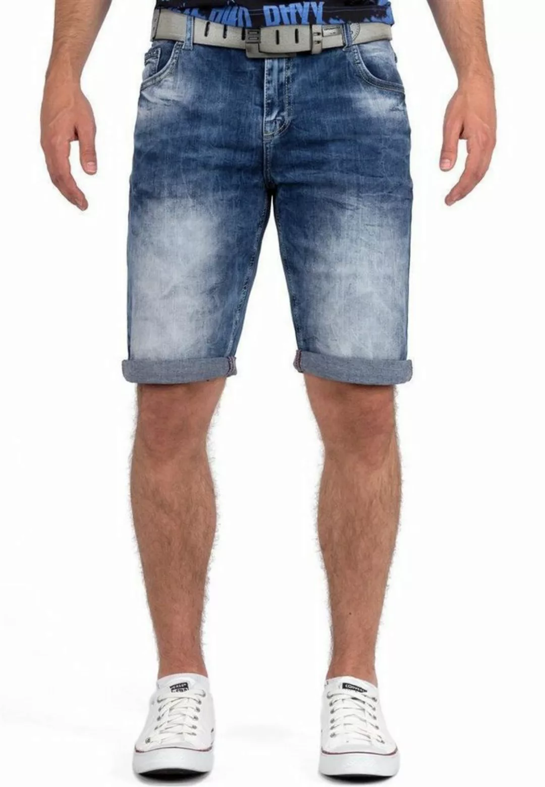 Cipo & Baxx Jeansshorts Herren Kurze Hose 21CB17-BANS mit gekrempelten Saum günstig online kaufen