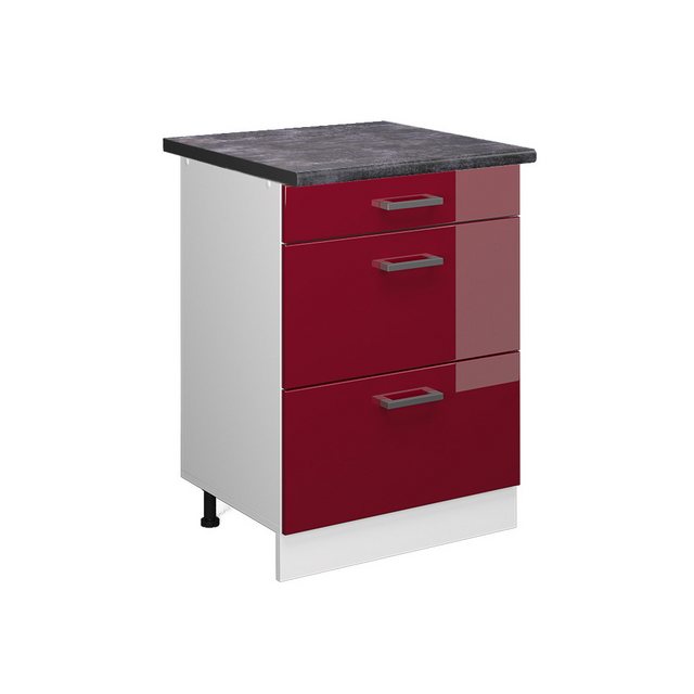 Vicco Unterschrank R-Line Bordeaux Hochglanz/Weiß 60cm mit Schubladen ohne günstig online kaufen