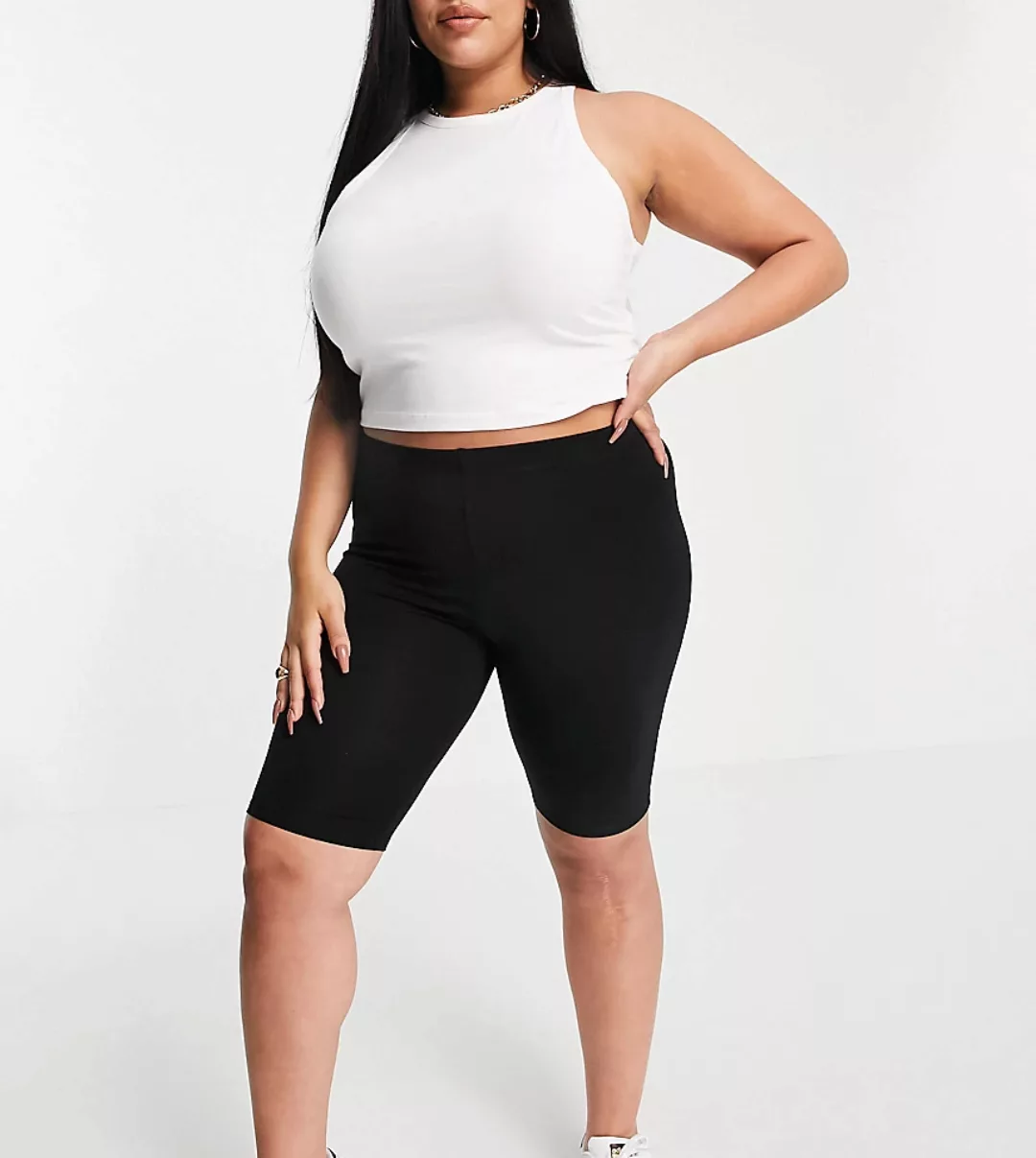 ASOS DESIGN Curve – Basic-Leggingsshorts in Schwarz günstig online kaufen