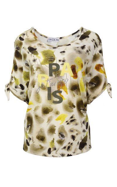 Passioni Print-Shirt Modisches T-Shirt mit Animal-Print und funkelnden Deta günstig online kaufen