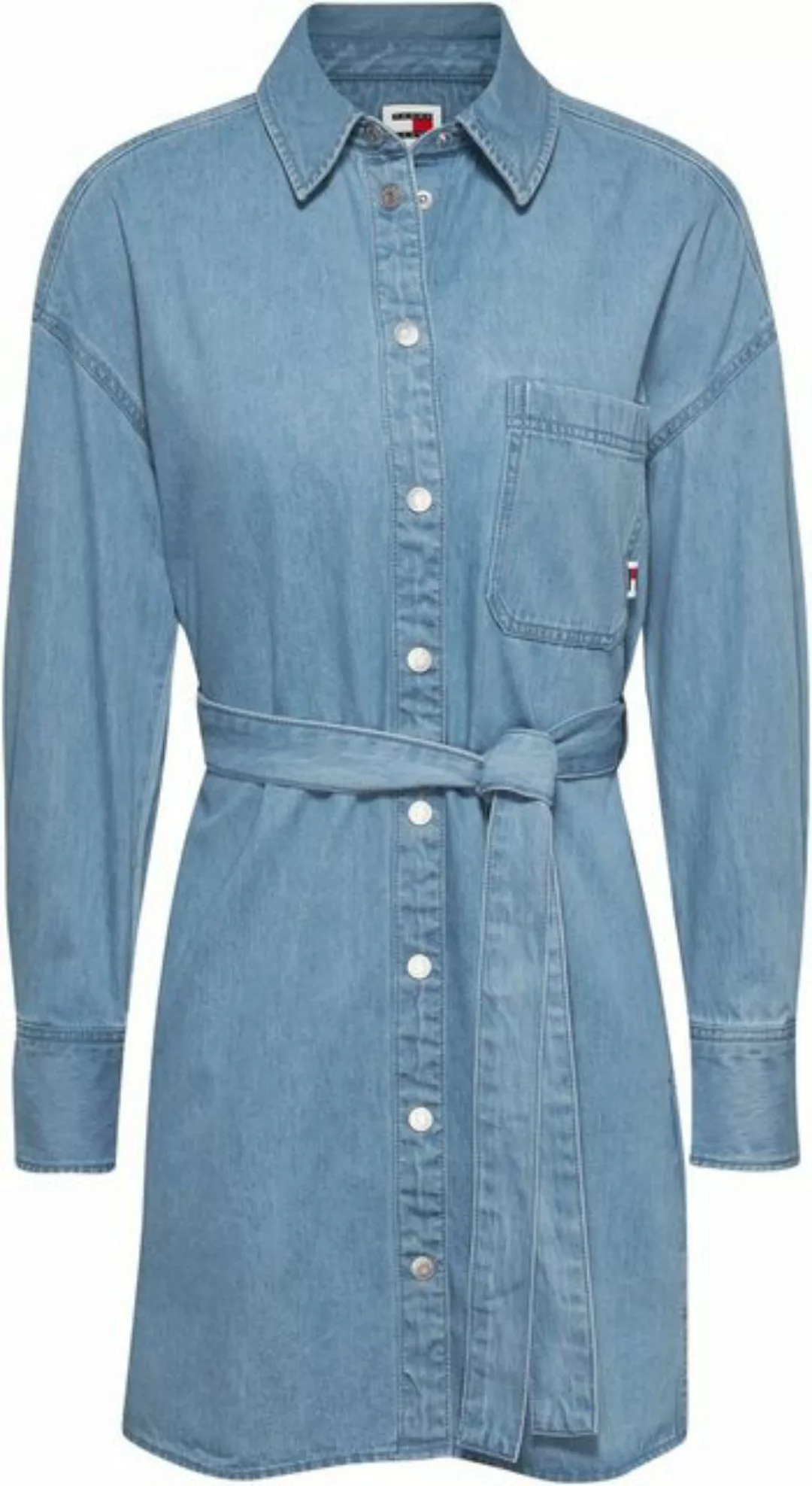 Tommy Jeans Jeanskleid TJW BELTED DENIM SHIRT DRESS EXT mit Markenlabel günstig online kaufen