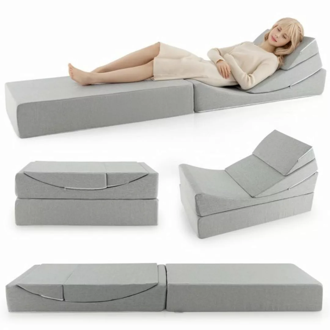 COSTWAY Schlafsofa Bodensofa, 4in1, faltbar, mit abnehmbarem Leinenstoffbez günstig online kaufen