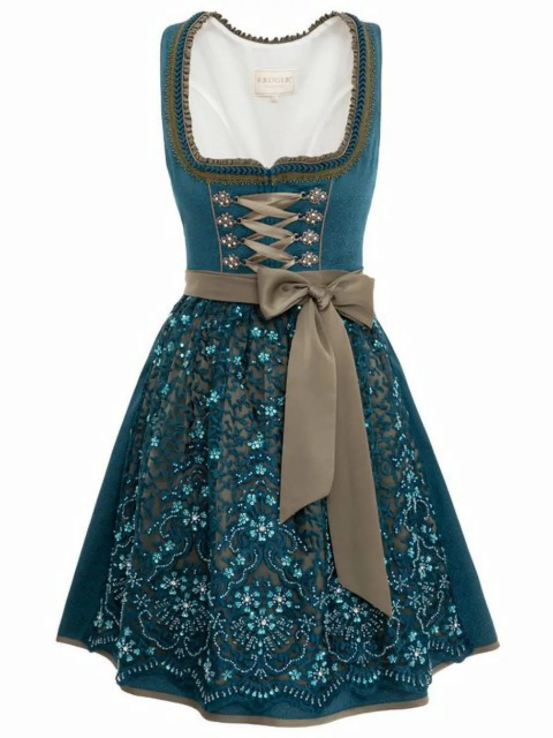 KRÜGER MADL & BUAM Trachtenkleid Midi Dirndl 2tlg. 60cm 115366 petrol günstig online kaufen