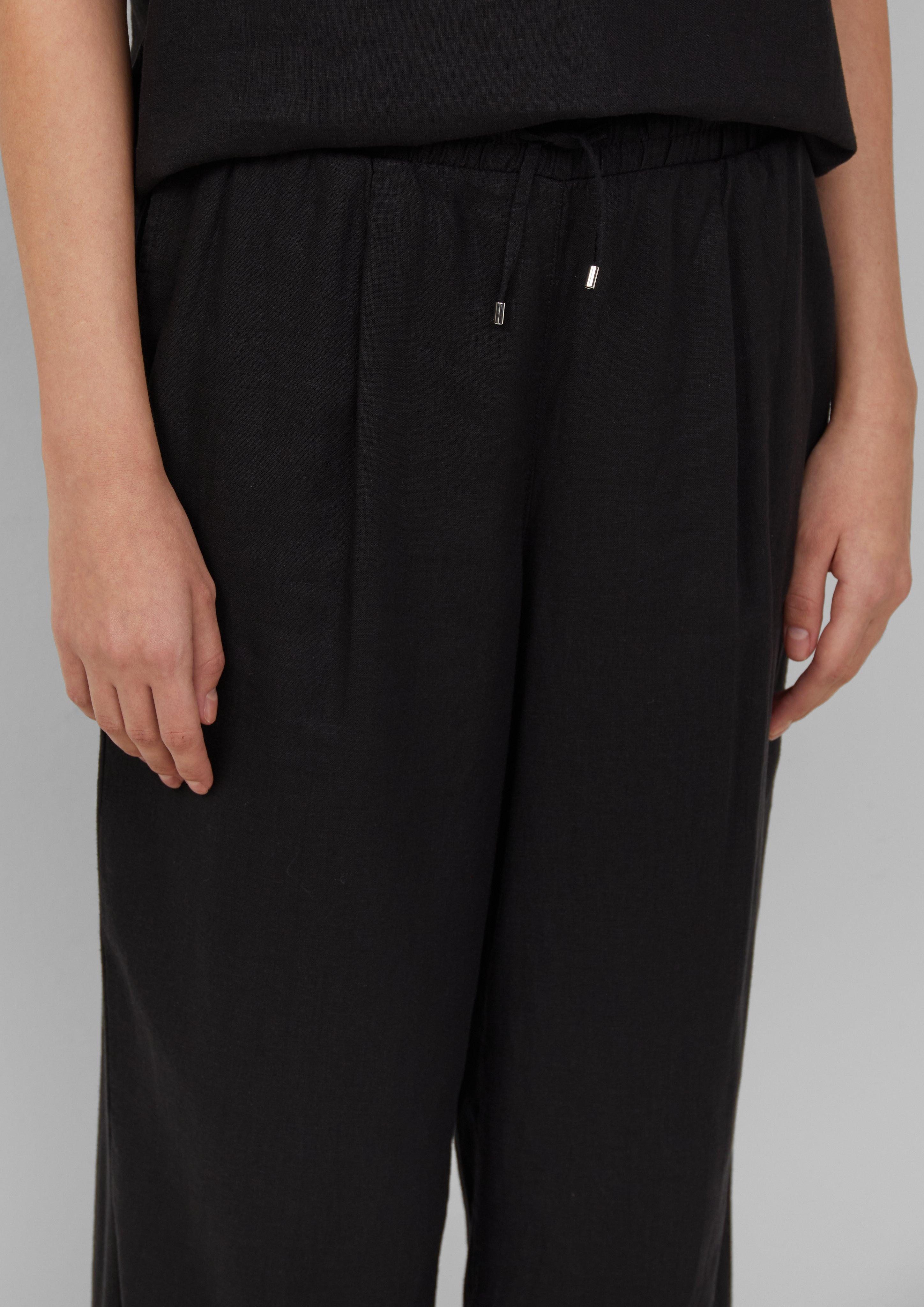 s.Oliver Stoffhose Wide-Leg-Hose aus Leinemix Gummizug günstig online kaufen