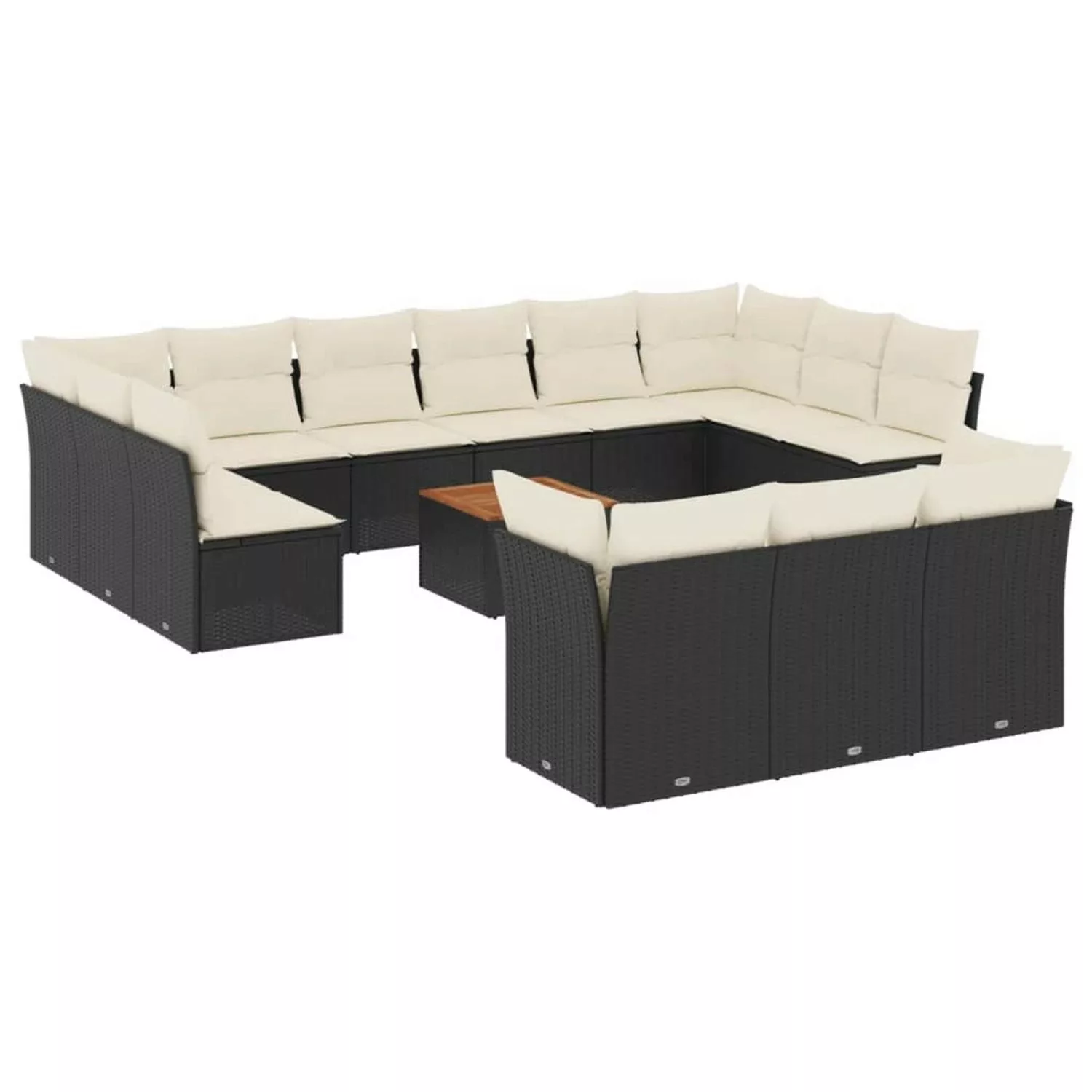 vidaXL 14-tlg Garten-Sofagarnitur mit Kissen Schwarz Poly Rattan Modell 13 günstig online kaufen