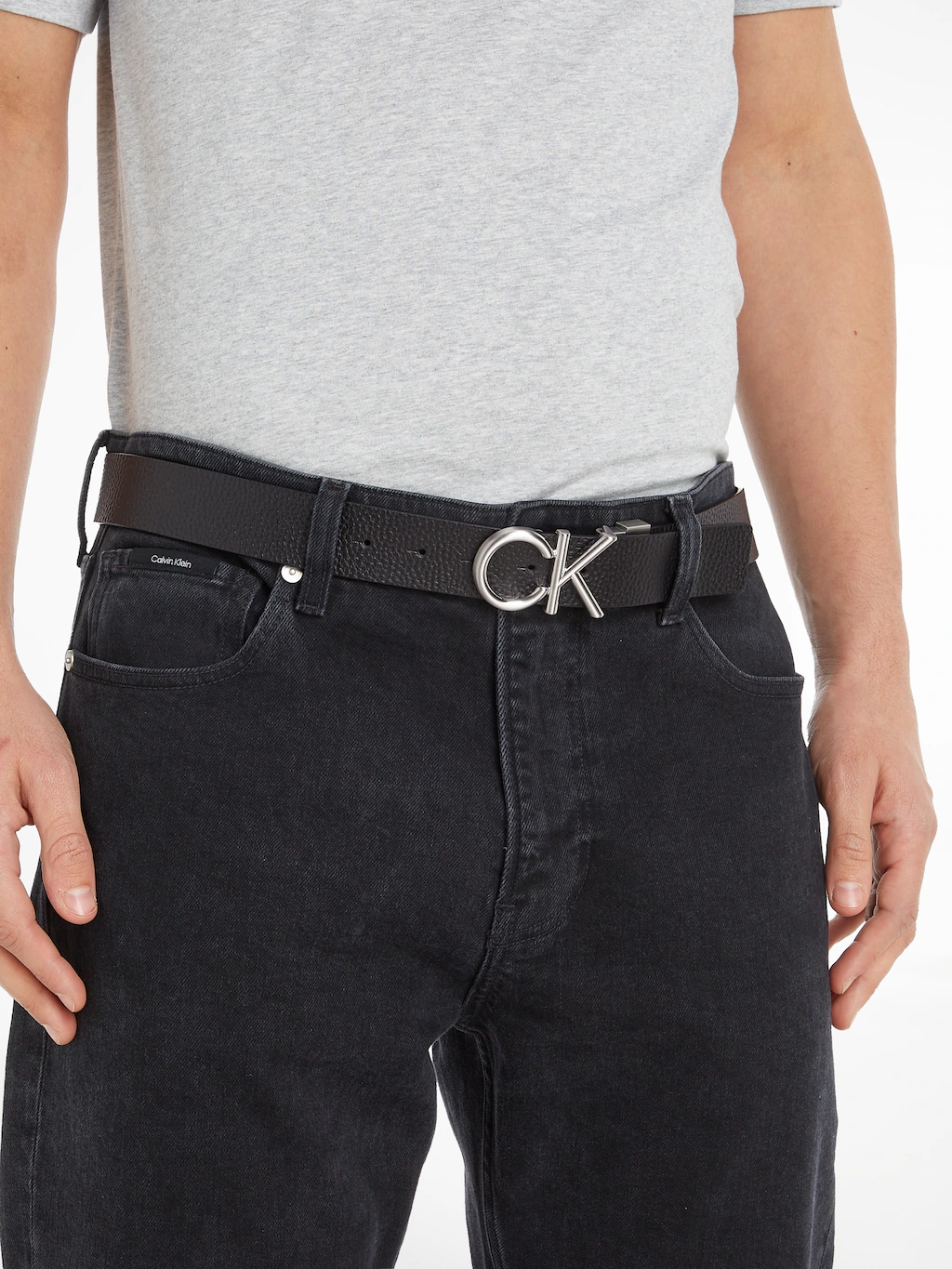 Calvin Klein Ledergürtel "ADJ/REV CK METAL" günstig online kaufen