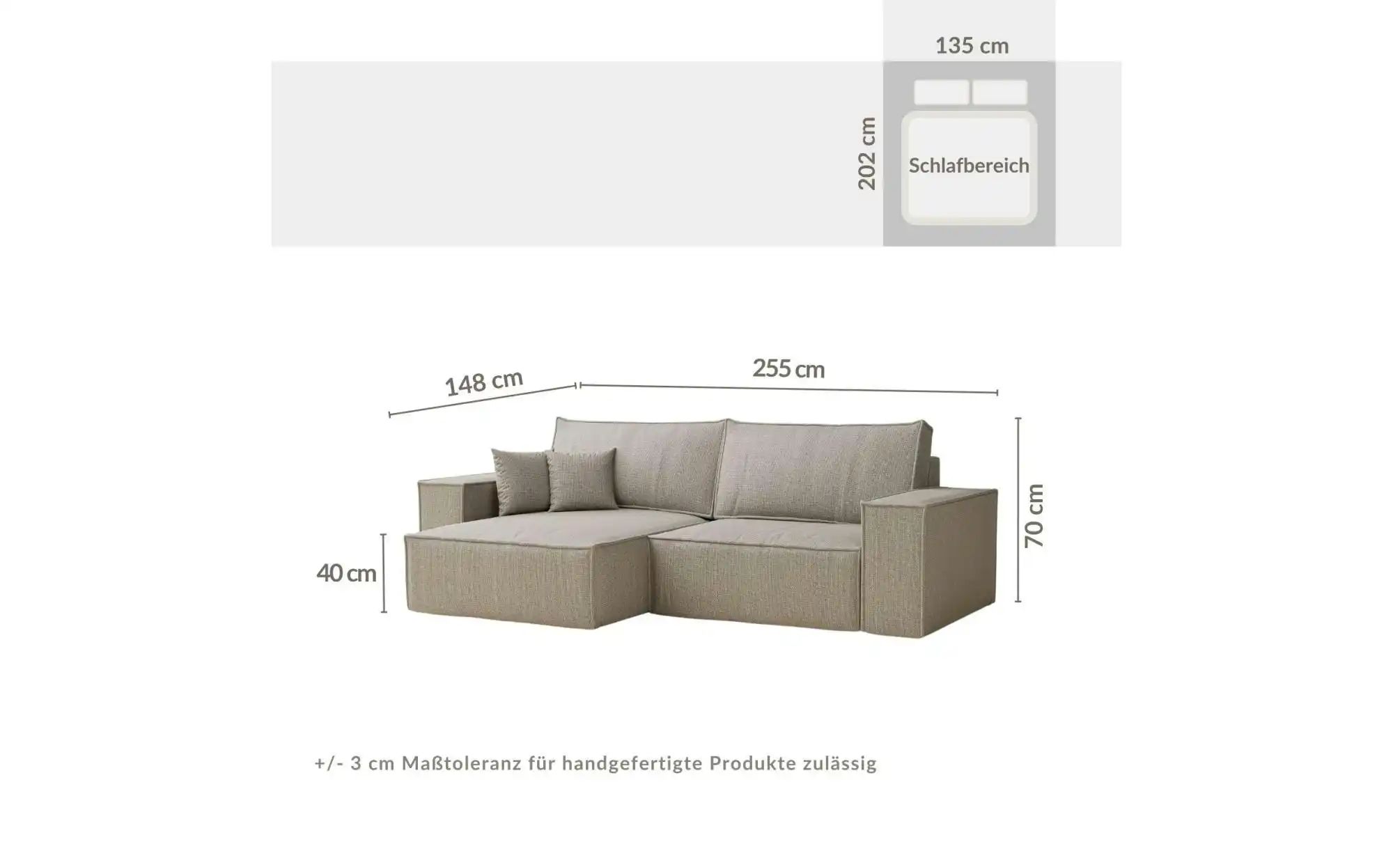 Ecksofa   ¦ grau ¦ Maße (cm): B: 255 H: 70 Polstermöbel > Sofas > Ecksofas günstig online kaufen