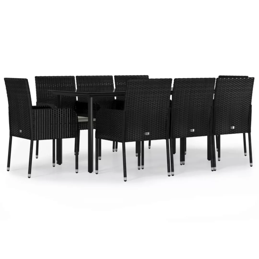 Vidaxl 9-tlg. Garten-lounge-set Mit Kissen Schwarz Poly Rattan günstig online kaufen