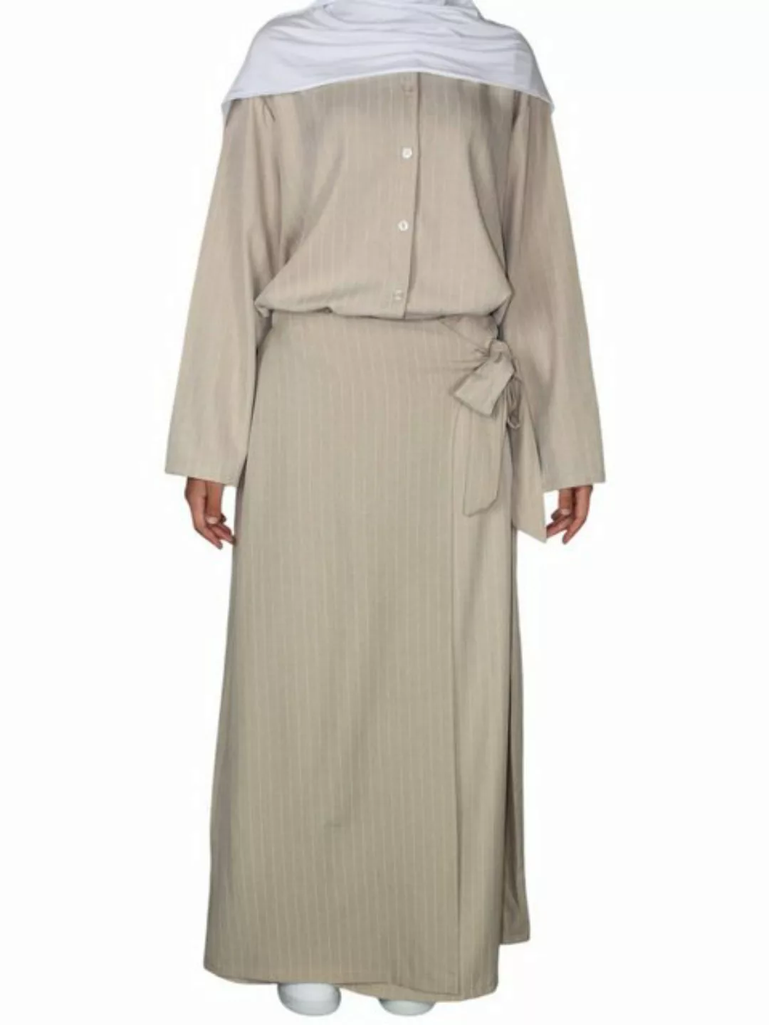 Aymasal Maxikleid 2 tlg. Liniertes Hemd & Rock Set EMIRA Abaya Alltagskleid günstig online kaufen