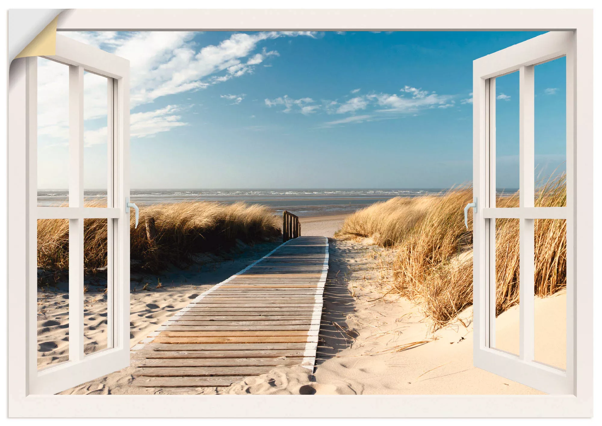 Artland Wandbild »Fensterblick Nordseestrand auf Langeoog«, Fensterblick, ( günstig online kaufen