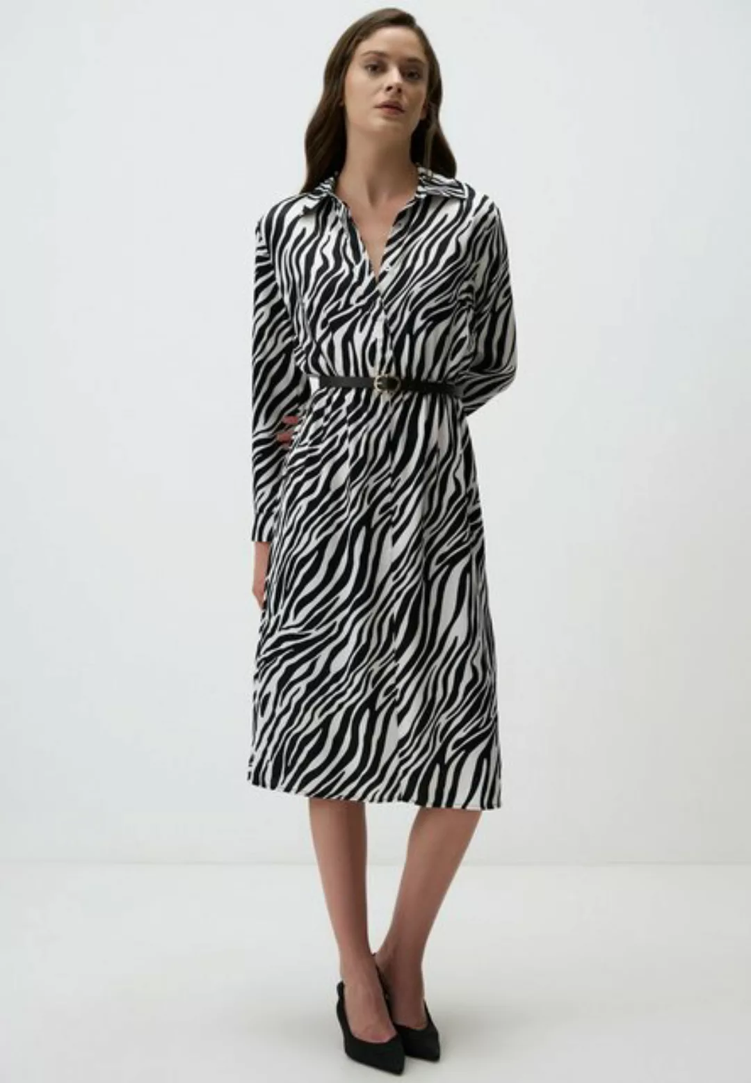 Jimmy Key Shirtkleid Zebra-Muster Gürtel Hemd Kleid günstig online kaufen