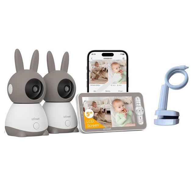 ieGeek Babyphone Babyphone mit 2 Kamera 2K/3MP 5 Zoll mit Halterung, WLAN V günstig online kaufen