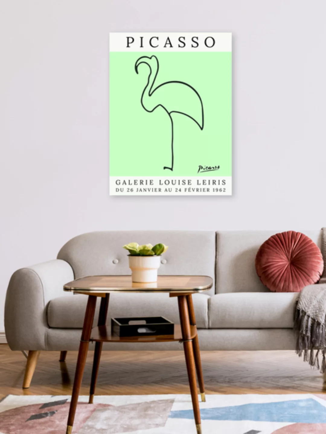 Poster / Leinwandbild - Picasso Flamingo – Grün günstig online kaufen