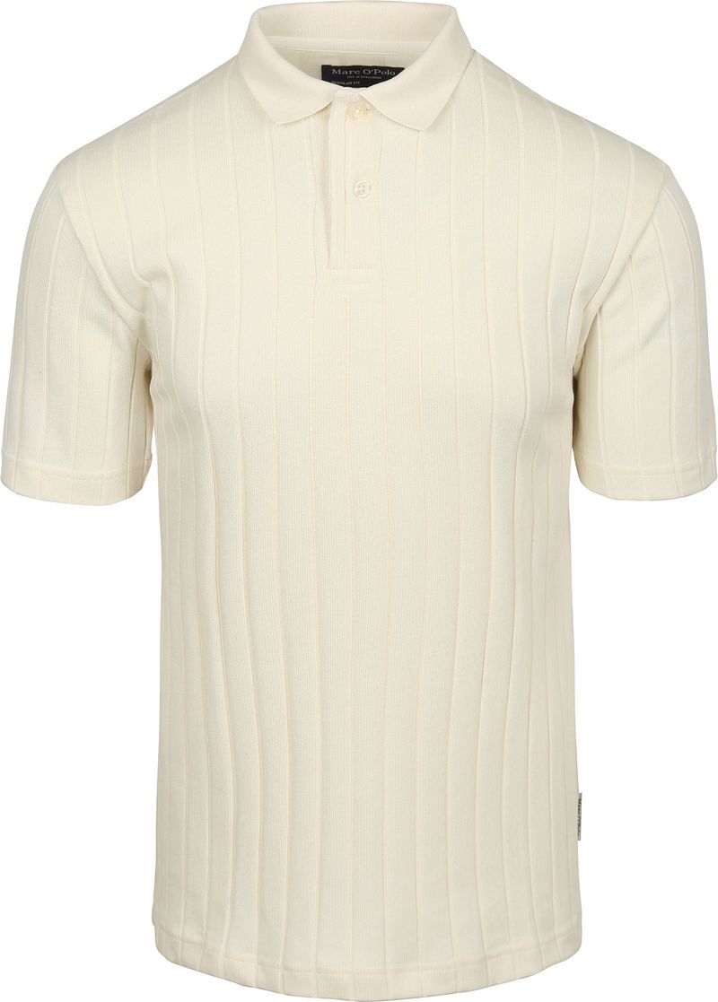 Marc O'Polo Knitted Poloshirt Rib Structure Off White - Größe XXL günstig online kaufen